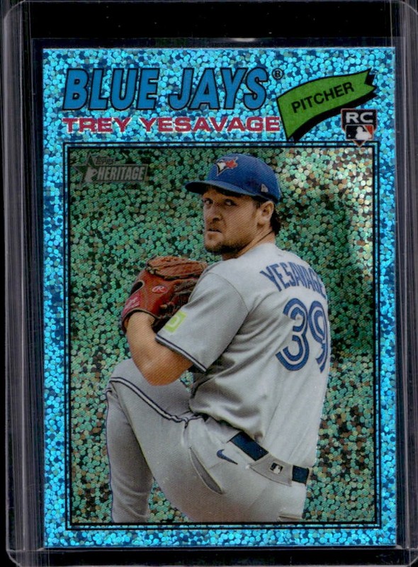2026 Topps Heritage Trey Yesavage Chrome RC Light Blue Sparkle Refractor #245