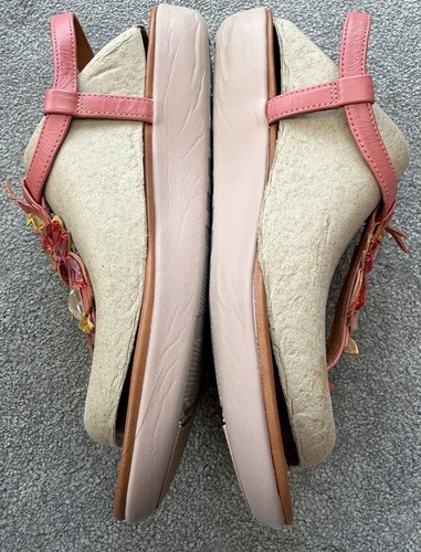 Sandalias Fitflop Tia Jewel Pluma Puntera Correa Trasera - Cuero Rosa Talla 5 - Imagen 6 de 10