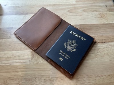 Leather Passport Cover - Full Grain / Veg Tan Leather, 100% Handmade.