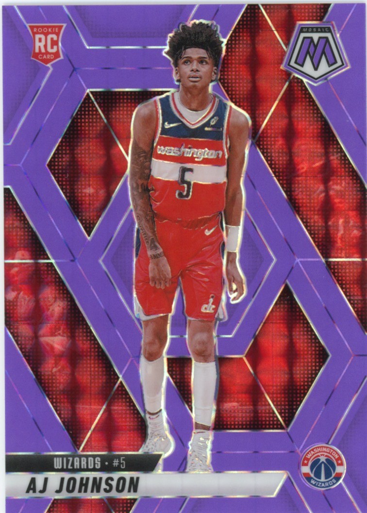 2024-25 Panini Mosaic #215 AJ Johnson Purple Fluorescent Mosaic #/249