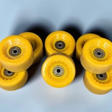 Vintage Sure Grip Labeda Quad Roller Skate Wheels Yellow Set 8 Hartford Bearings