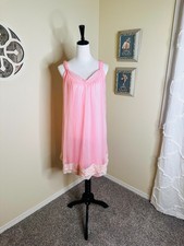 1950's vintage pink chiffon babydoll nightgown large
