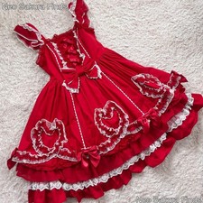 Preview of Angelic Pretty Fantastic Heart JSK Red Cotton Lace Frills Lolita Dress