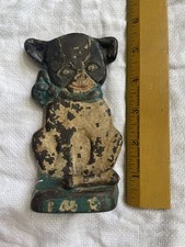 Antique 1921 Hubley Cast Iron Boston Terrier Dog Doorstop, Original Paint, GR