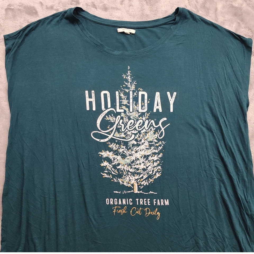 Maurices Top Mujer 1X Cazador Verde Cuello Redondo Pullover Vacaciones Árbol de Navidad Foto 2 de 4
