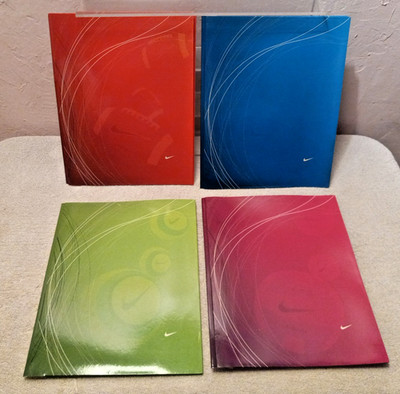 Set of Four New Vintage Nike School Portfolio Tabbed 2 pocket Folders Sports