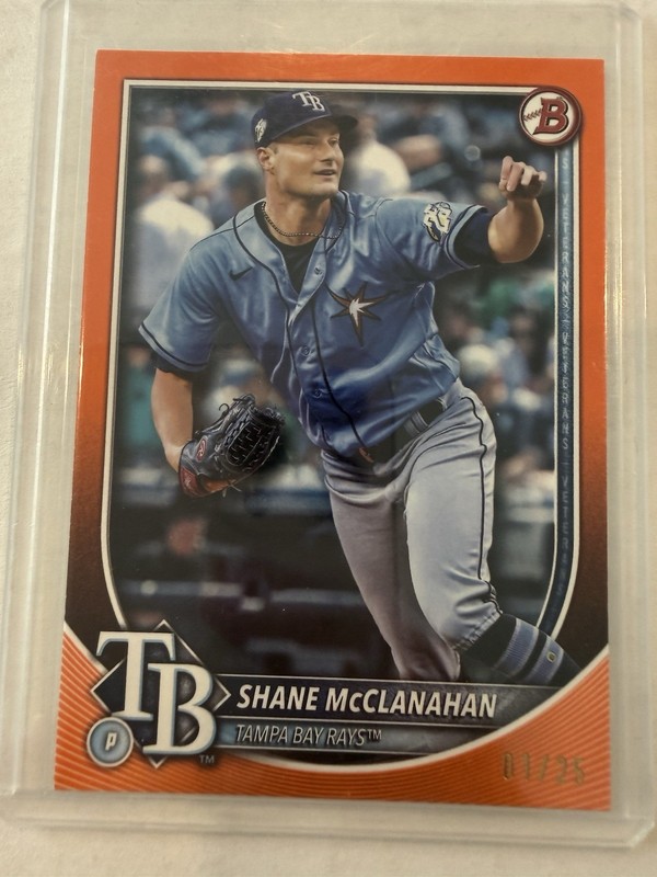 2025 Bowman Shane McClanahan #48 Orange 1/25 Rays First on Print!