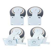 4 Pcs Swivel Caster Wheels 6" 2 Straight Wheels, 2 With Safety Brake Heavy Duty