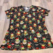 Peaches uniform medium women's Christmas frog scrub top