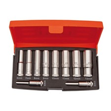Bahco 1/4in Drive Deep Socket Set of 10 Metric