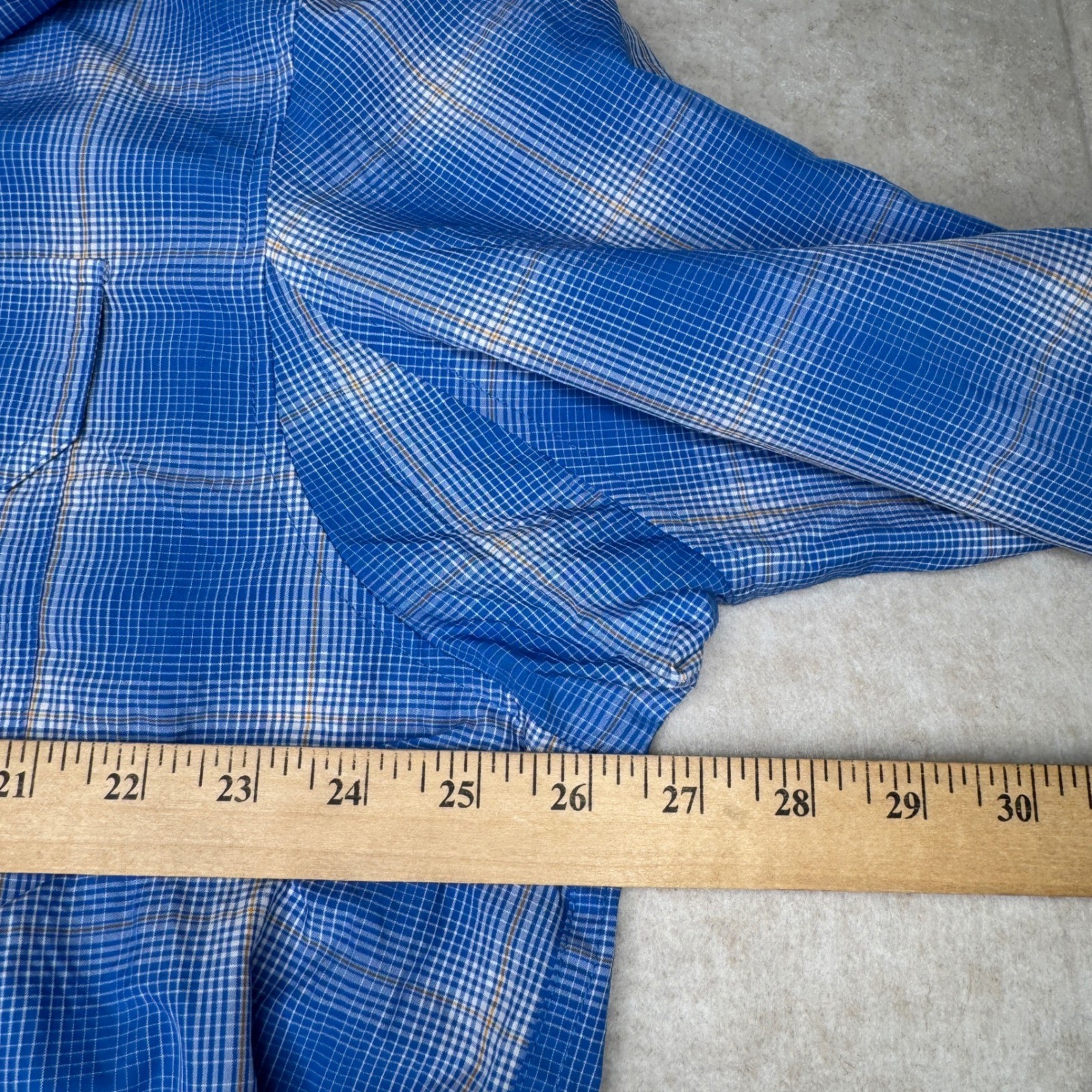 Duluth Trading Co. Mens Armachillo Cooling Long Sleeve Blue Plaid Shirt XL Tall