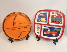 2 Kid Sectional Plates- Construction Theme To Encourage Eating