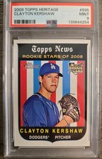 2008 Topps Heritage Clayton Kershaw Rookie PSA 9 MINT #595 RC Dodgers Low Pop