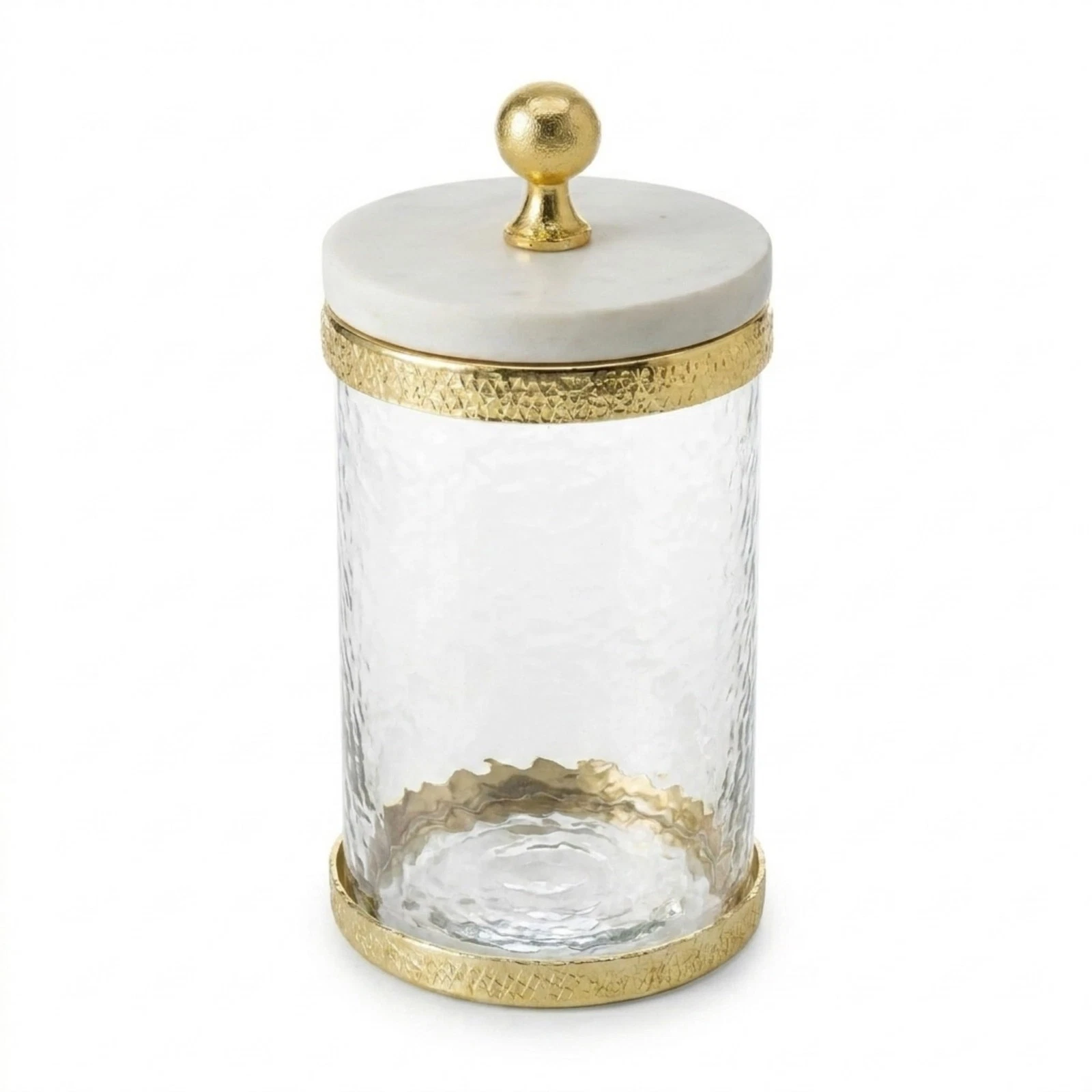 Canister Storage Container, Glass Storage Canister, Marble with Gold Band - 4x6