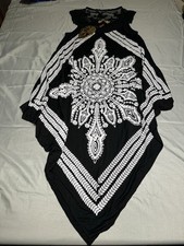 Wayan NWT Mexican Dress Lace Black Beach Bohemian Loose Mandala Print