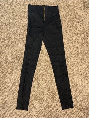 All Things Golden Second Skin Faux Leather Pants Black High Wasit Zip Women's M