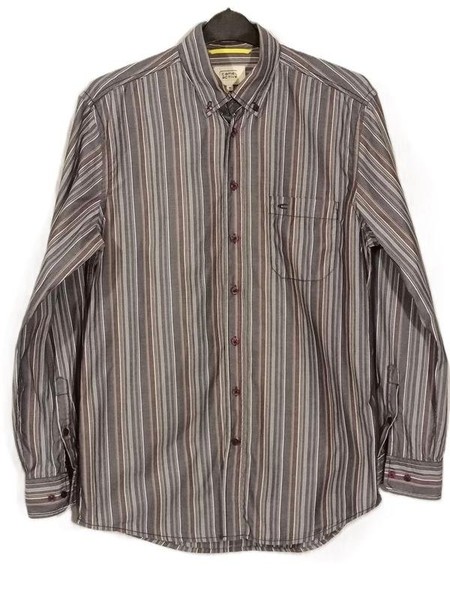 Men Camel Active Shirt Grey Cotton 46-48