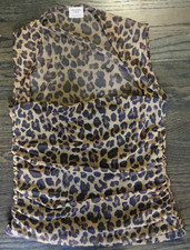 Women's Abercrombie & Fitch Leopard Print size small rouched blouse with sheer