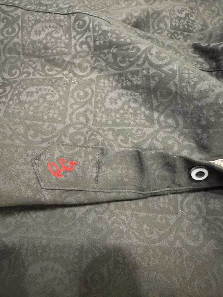 Camisa Robert Graham Para Hombres 2XL Negra Sutil Cachemira Puño Abatible Manga Larga Clásica Foto 4 de 4