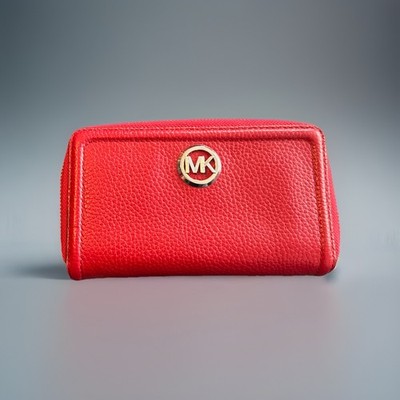 MICHAEL KORS Fulton Scarlet Leather Multi Function Phone Zip Wallet Wristlet