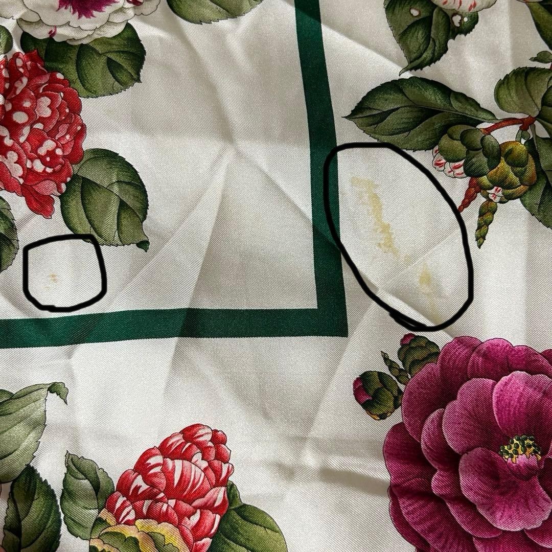 Auth GUCCI Floral Pattern Large Scarf Stole 100％ Silk Navy Le Camelie thumbnail 11