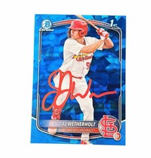 JJ Wetherholt Signed Card 2025 Bowman Chrome Sapphire Autographed Auto Cardinals