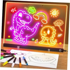 Acrylic Dry Erase Board with Light, 13.7"X10" 6-Color Neon Glow Memo LED Black