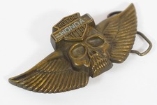 Vintage HONDA Motorcycles Skull Wings Belt Buckle Brass Outlaw Motorcycle Buckle