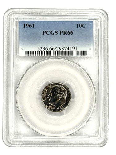 1961 Roosevelt Dime 10C Graded PCGS PR66