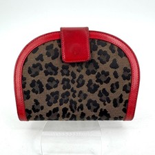 Fendi Bifold Wallet Purse Leopard Red Canvas Authentic 327T0399