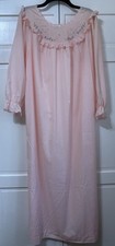 Vintage Women's Barbizon Pink Long Nightgown Embroidered Lace Cottagecore Large