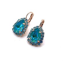 Earrings By Mariana Shimmering Laguna Delight and Aquamarine Swarovski Crystals