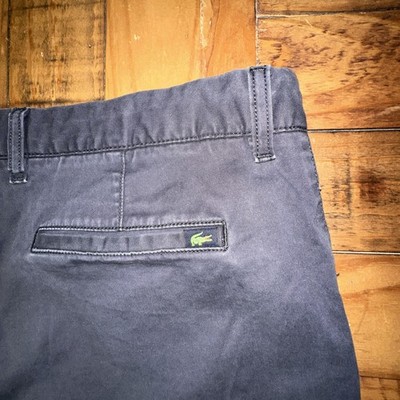 Lacoste Mens Size 38W Navy Blue Chino Shorts Regular Fit Cotton StretchFH9544