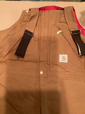 Vtg NWT Carhartt Duck Zip-To-Waist BIBERALL-Quilt Lined-40  X 28  -Made in USA