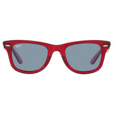 Ray-Ban WAYFARER RB 2140 6614/56 Red Frame Blue Lenses Sunglasses 50-22-150