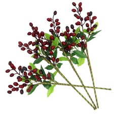 4PCS Artificial Flower Artificial Berry Stems Faux Red Berry Stems Faux Berri...