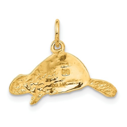 Real 14kt Yellow Gold Beaver Charm - Picture 3 of 6