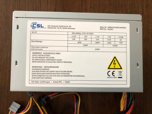 CSL Computer Netzteil Mod.-Nr.49664/20160418HZ003 230V AC / 230-250W
