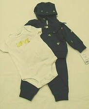 NWT 3 MO. CARTER'S BABY GIRL'S 3-PIECE SET L/S JACKET, S/S ONE-PIECE PANTS