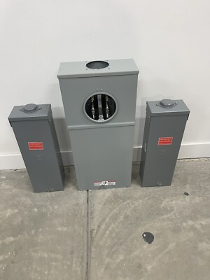 #ad EATON 400 320 Amp Meter Base Socket Single Phase 324N amp; TWO 200amp SQUARE D CB $1148.00