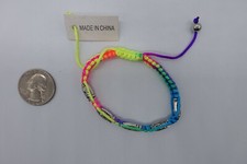 macrame rainbow cord St Benedict medals adjustable bracelet