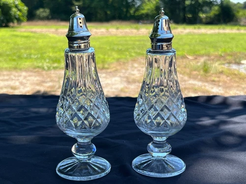 Two (2) Vintage Waterford Crystal Lismore Footed Oil Cruets
