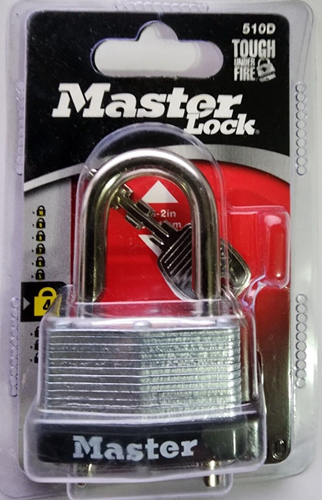 Master Lock Lock with Key, 1-3/4in. Wide, Adjustable Shackle Model # 510DHC