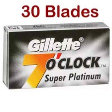 30 Gillette 7 o' Clock Super Platinum double edge razor blades