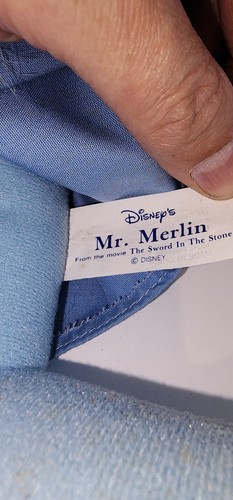 Vintage Disney Wizard Mr Merlin peluche Sears spada nella pietra personaggio classico - Foto 7 di 7