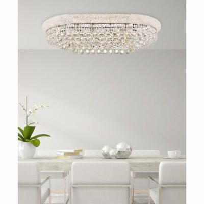 Chandelier Crystal Flush Mount Chrome Dining Room Foyer 18 Light Fixture 36''