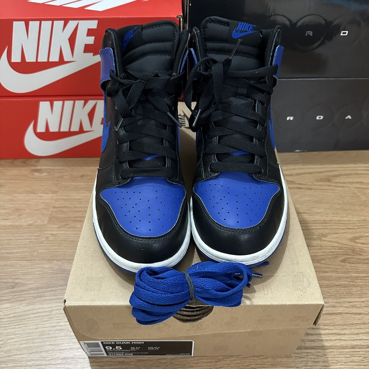 Nike Dunk High Black/Old Royal Blue 2012 Mens Size 9.5 US 317982 