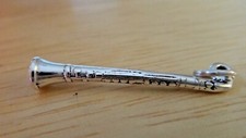 Sterling Silver 27x6mm Clarinet Musical Instrument Charm