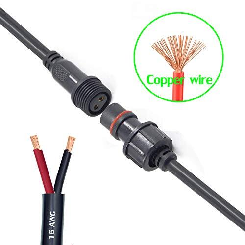 Waterproof Connectors 2 Wire, 16AWG Male Female Plug LED Connector, 5 Pairs - Picture 3 of 12