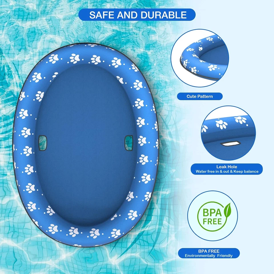 Balsa flotadora suave para mascotas - Flotador inflable para nadar para perros para verano (patas) Foto 2 de 4